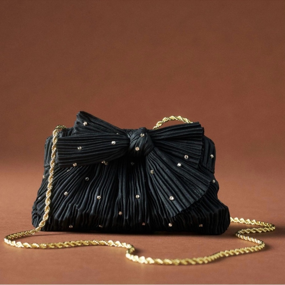 Loeffler Randall MINI PLEATED CLUTCH RHINESTONE